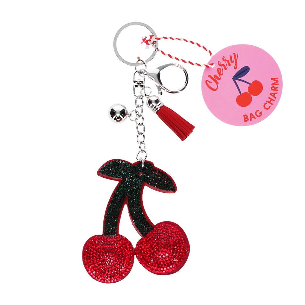 Sparkly keyring bag charm - Cherry